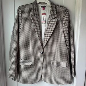 Vince Camuto Check Notched-Collar Single-Button Blazer Jacket XL V362948V NWT